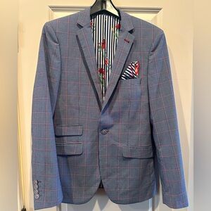 Paisley & Gray Blue Plaid Blazer